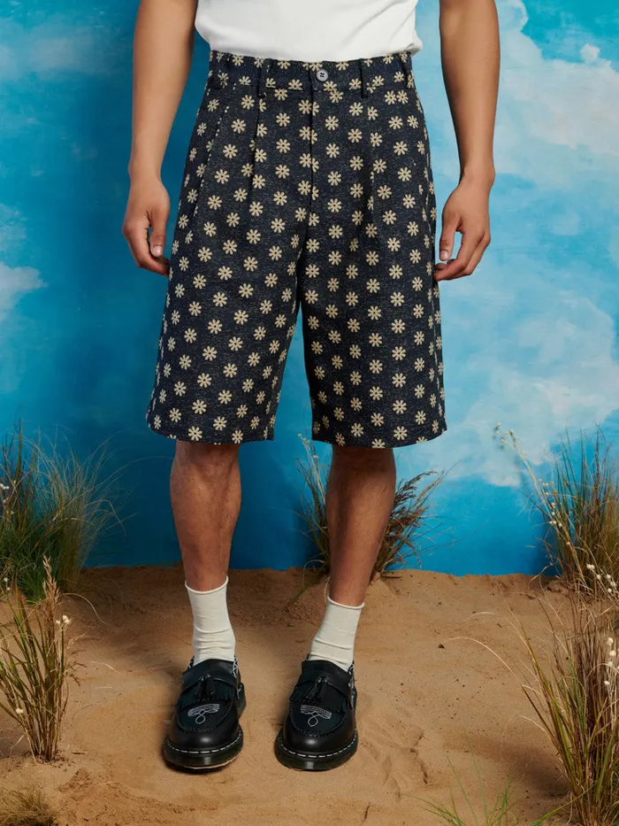 Men Buck Flower Tailored Shorts Maritime Blue Sister Jane Trousers