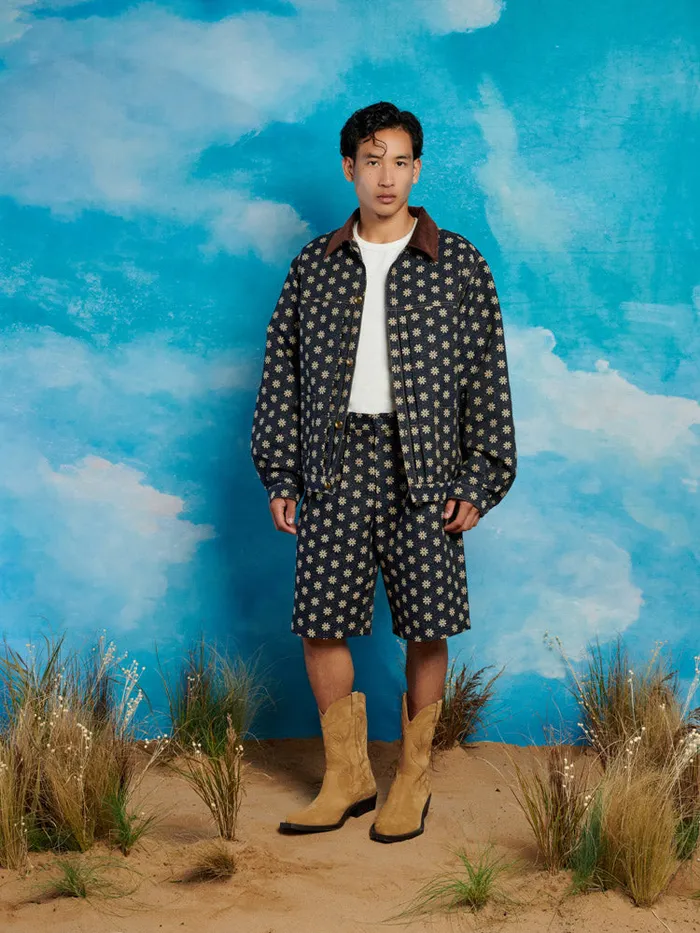 Men Buck Flower Tailored Shorts Maritime Blue Sister Jane Trousers