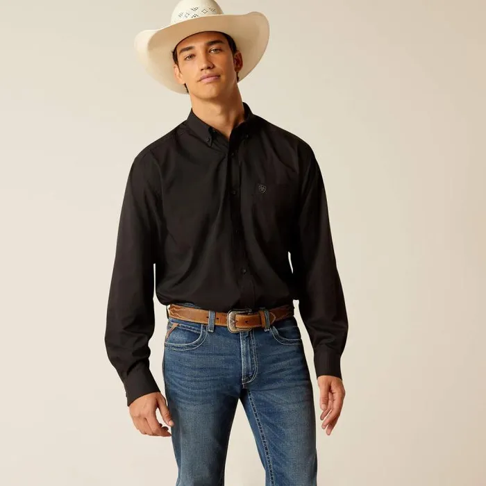 Men Button Down Shirts Ariat 360 AirFlow Classic Fit Shirt Black