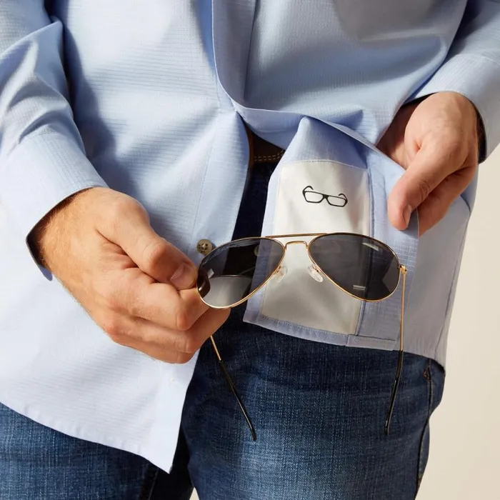 Men Button Down Shirts Ariat 360 AirFlow Classic Fit Shirt Light Blue Men Button Down Shirts Ariat 360 AirFlow Classic Fit Shirt Light Blue
