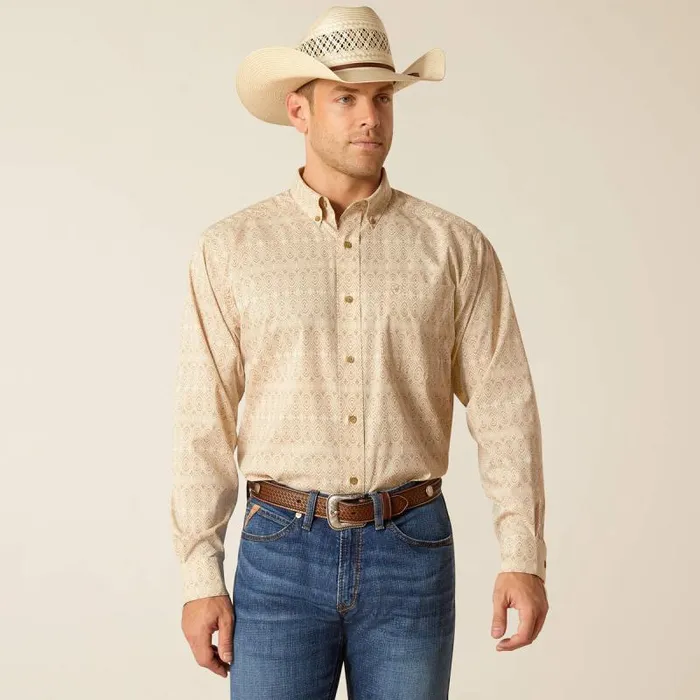 Men Button Down Shirts Ariat 360 AirFlow Classic Fit Shirt Simply Taupe