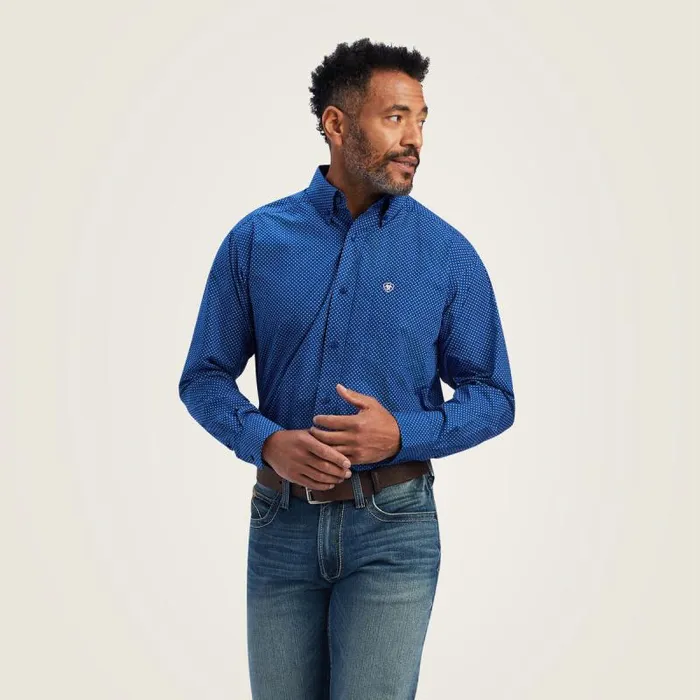 Men Button Down Shirts Ariat Benedict Classic Fit Shirt Classic Blue