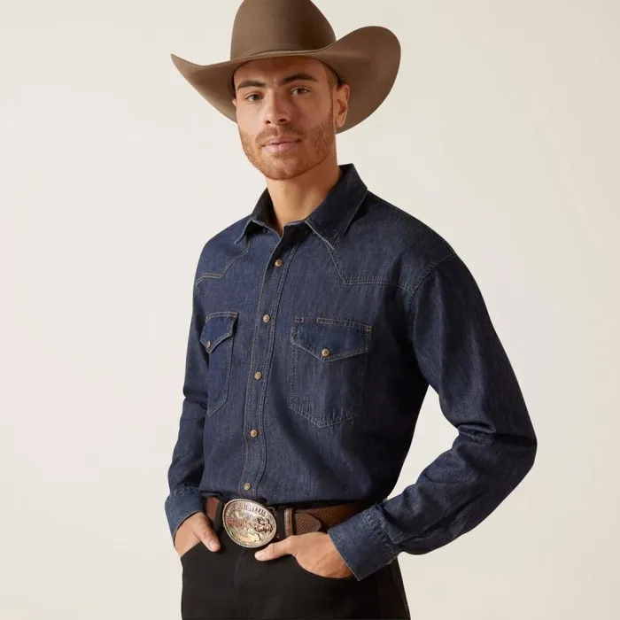 Men Button Down Shirts Ariat Classic Denim Shirt Broadway