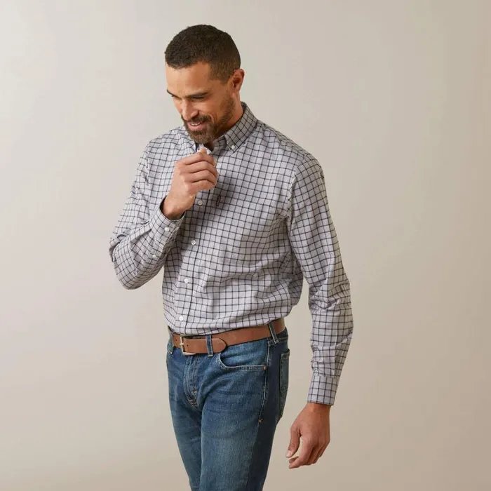 Men Button Down Shirts Ariat Clement Shirt Grey Check