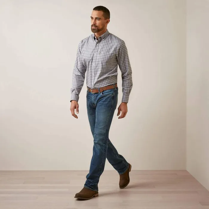 Men Button Down Shirts Ariat Clement Shirt Grey Check Men Button Down Shirts Ariat Clement Shirt Grey Check