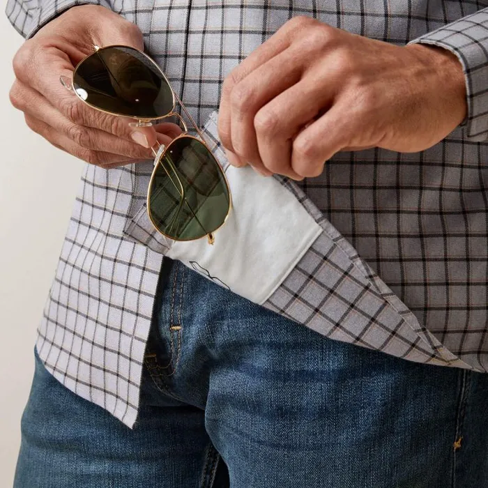 Men Button Down Shirts Ariat Clement Shirt Grey Check Men Button Down Shirts Ariat Clement Shirt Grey Check