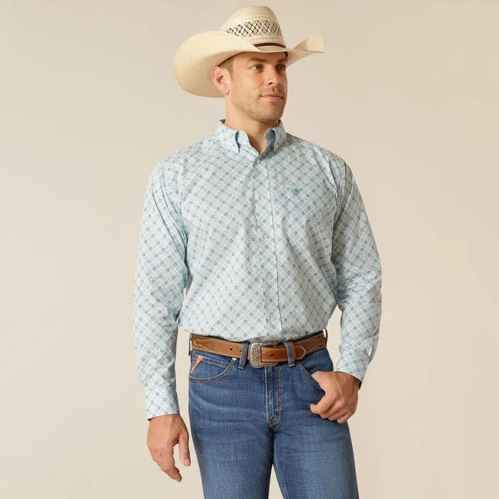 Men Button Down Shirts Ariat Eamon Classic Fit Shirt Blue Heaven