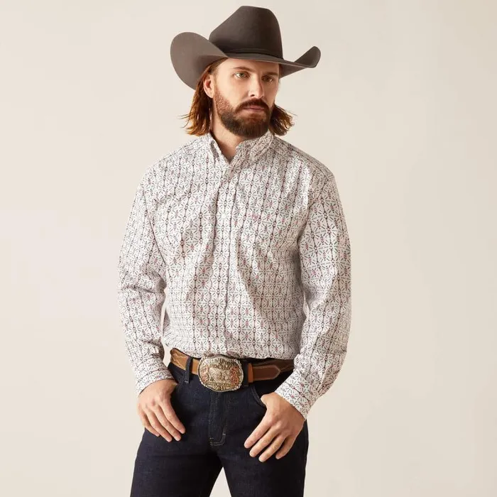 Men Button Down Shirts Ariat Edgar Classic Fit Shirt White