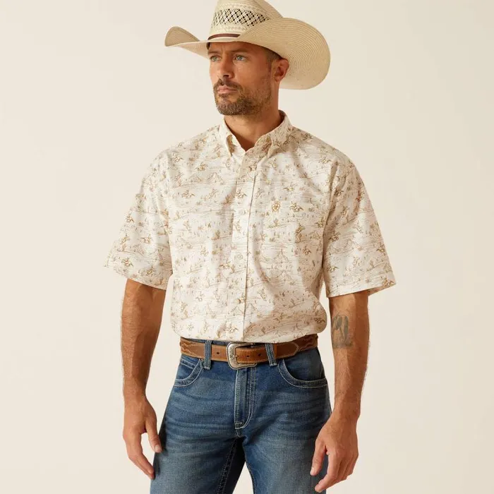 Men Button Down Shirts Ariat Edison Classic Fit Shirt Tan
