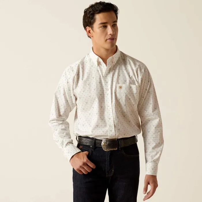 Men Button Down Shirts Ariat Edmond Classic Fit Shirt White