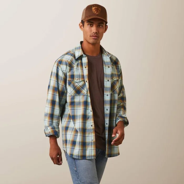 Men Button Down Shirts Ariat Habney Retro Fit Shirt Aquatic
