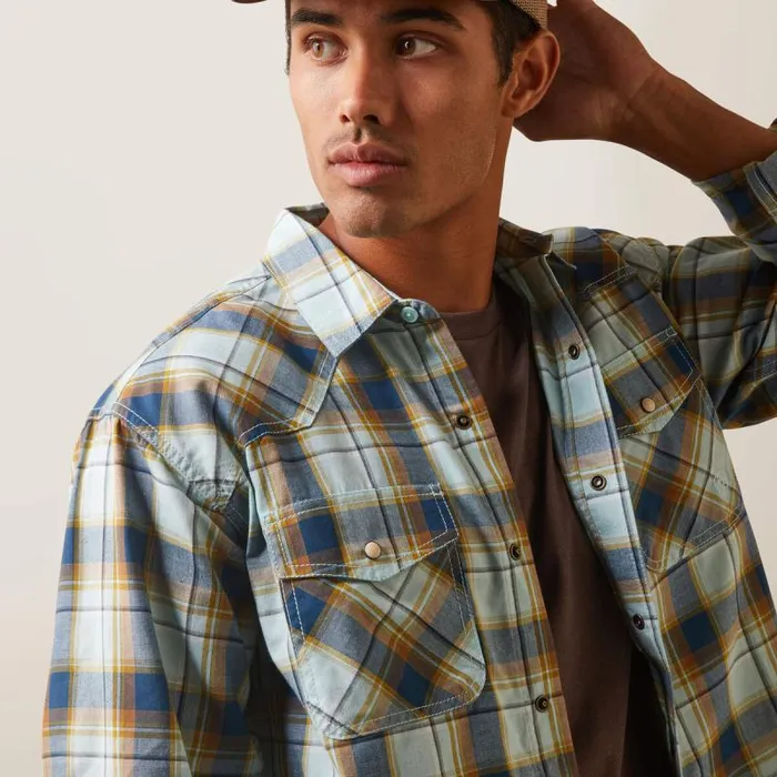 Men Button Down Shirts Ariat Habney Retro Fit Shirt Aquatic