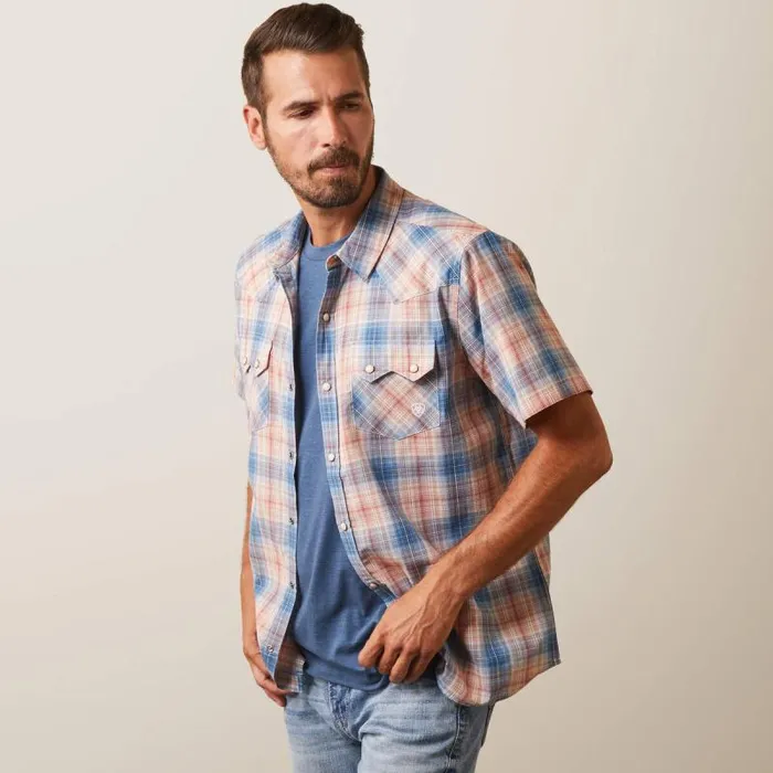 Men Button Down Shirts Ariat Hadrian Retro Fit Shirt Blue Heaven