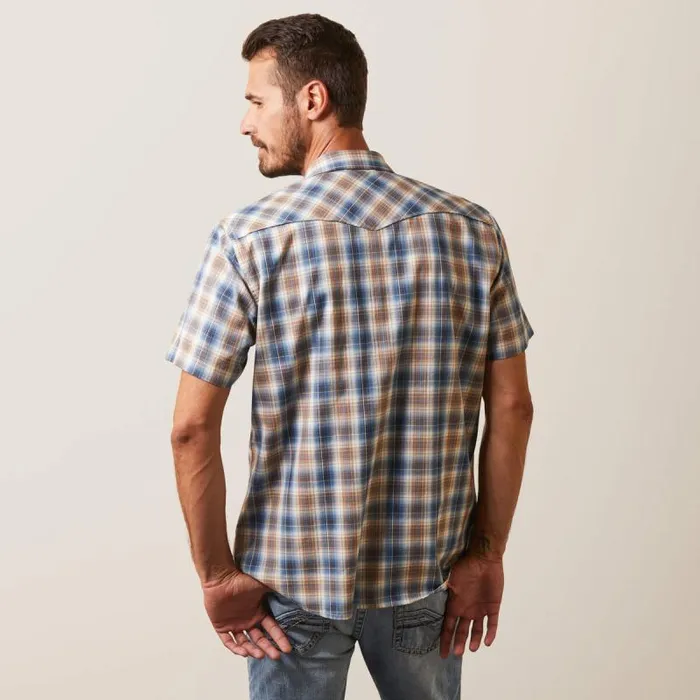 Men Button Down Shirts Ariat Hallwood Retro Fit Shirt Blue Heaven