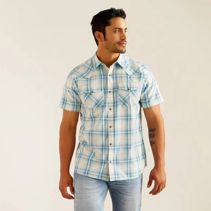 Men Button Down Shirts Ariat Harold Retro Fit Shirt Egret