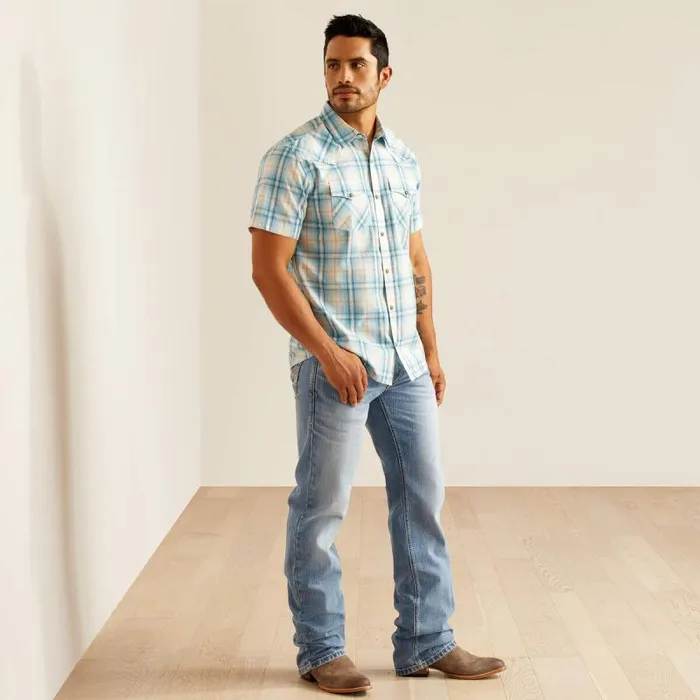 Men Button Down Shirts Ariat Harold Retro Fit Shirt Egret Men Button Down Shirts Ariat Harold Retro Fit Shirt Egret