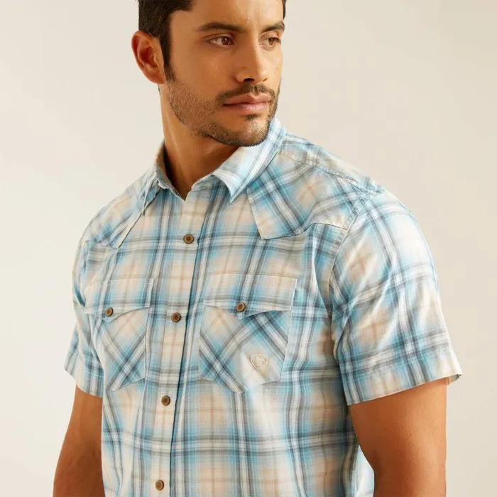 Men Button Down Shirts Ariat Harold Retro Fit Shirt Egret Men Button Down Shirts Ariat Harold Retro Fit Shirt Egret