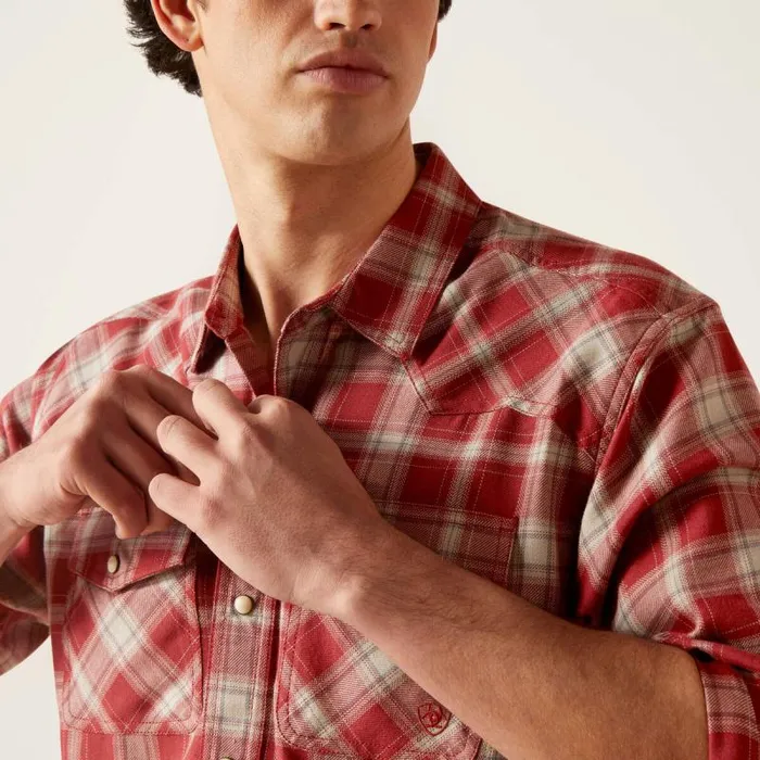 Men Button Down Shirts Ariat Holton Retro Fit Shirt Rosewood