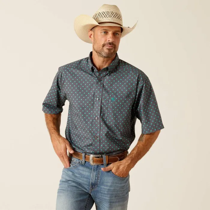 Men Button Down Shirts Ariat Johnnie Classic Fit Shirt Grey