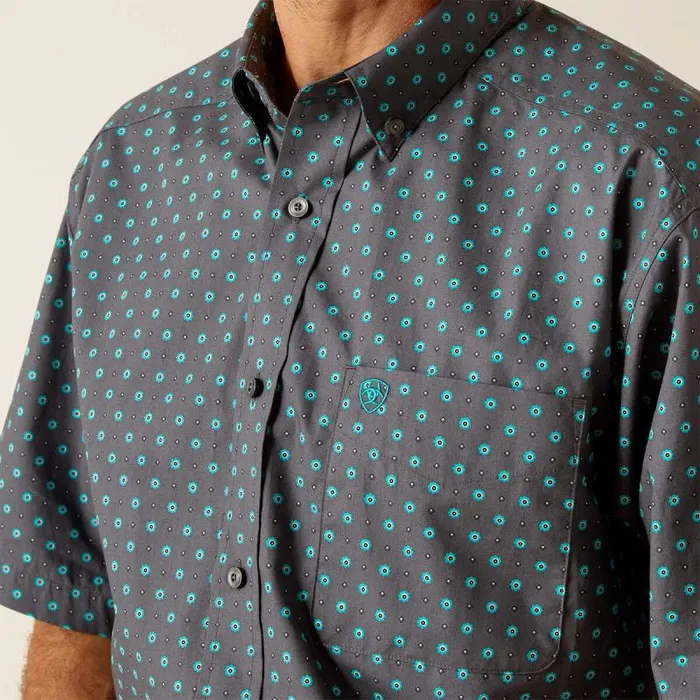 Men Button Down Shirts Ariat Johnnie Classic Fit Shirt Grey
