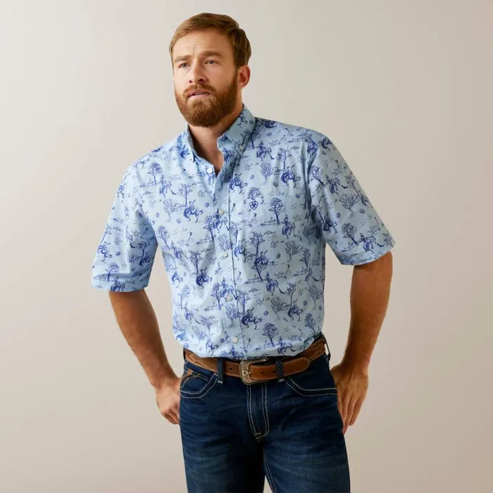 Men Button Down Shirts Ariat Jonas Classic Fit Shirt Light Blue