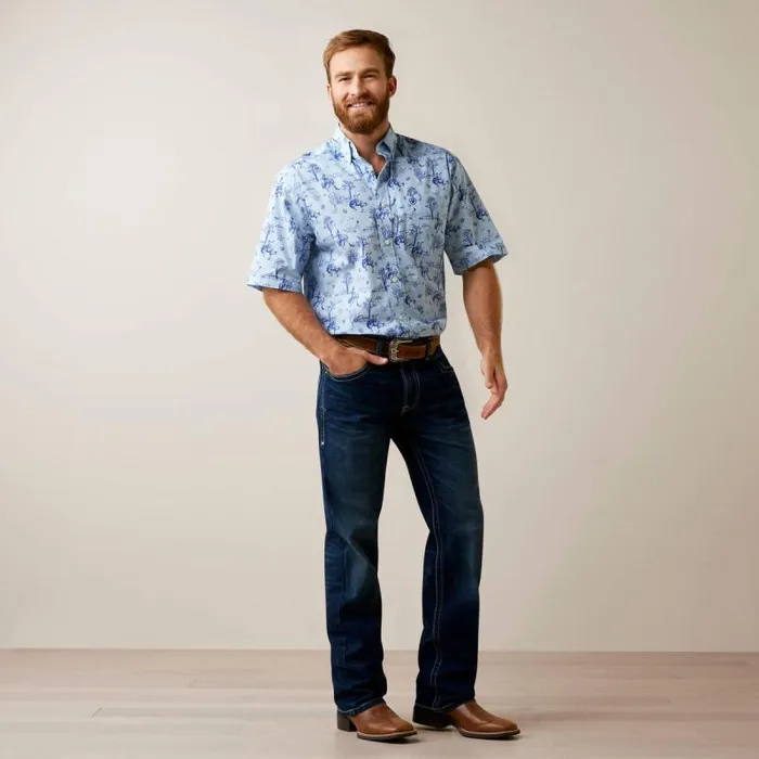 Men Button Down Shirts Ariat Jonas Classic Fit Shirt Light Blue Men Button Down Shirts Ariat Jonas Classic Fit Shirt Light Blue