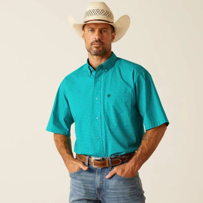 Men Button Down Shirts Ariat Judd Classic Fit Shirt Turquoise
