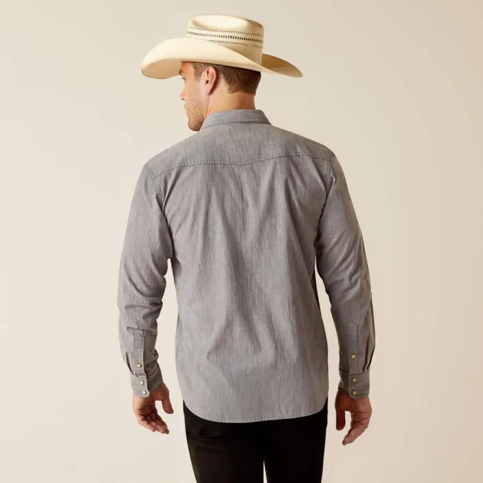 Men Button Down Shirts Ariat Jurlington Retro Fit Shirt Chambray Blue Men Button Down Shirts Ariat Jurlington Retro Fit Shirt Chambray Blue