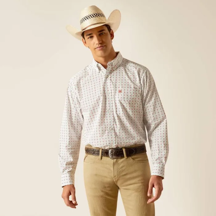 Men Button Down Shirts Ariat Kade Classic Fit Shirt White