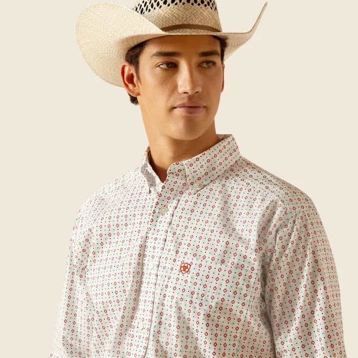 Men Button Down Shirts Ariat Kade Classic Fit Shirt White Men Button Down Shirts Ariat Kade Classic Fit Shirt White