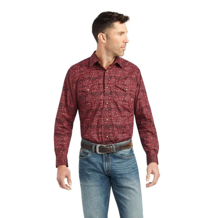 Men Button Down Shirts Ariat Kinglsey Classic Fit Shirt Red Heart