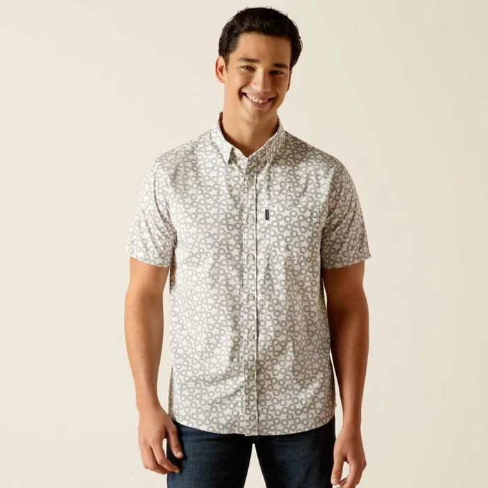 Men Button Down Shirts Ariat Marc Stretch Modern Fit Shirt Vanilla Ice