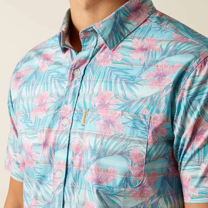 Men Button Down Shirts Ariat Monroe Stretch Modern Fit Shirt Misty Jade