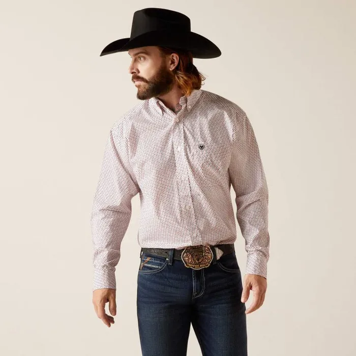 Men Button Down Shirts Ariat Neithan Classic Fit Shirt White