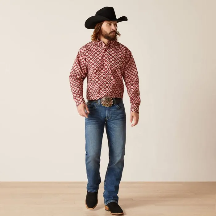 Men Button Down Shirts Ariat Nevil Classic Fit Shirt Tibetan Red Men Button Down Shirts Ariat Nevil Classic Fit Shirt Tibetan Red