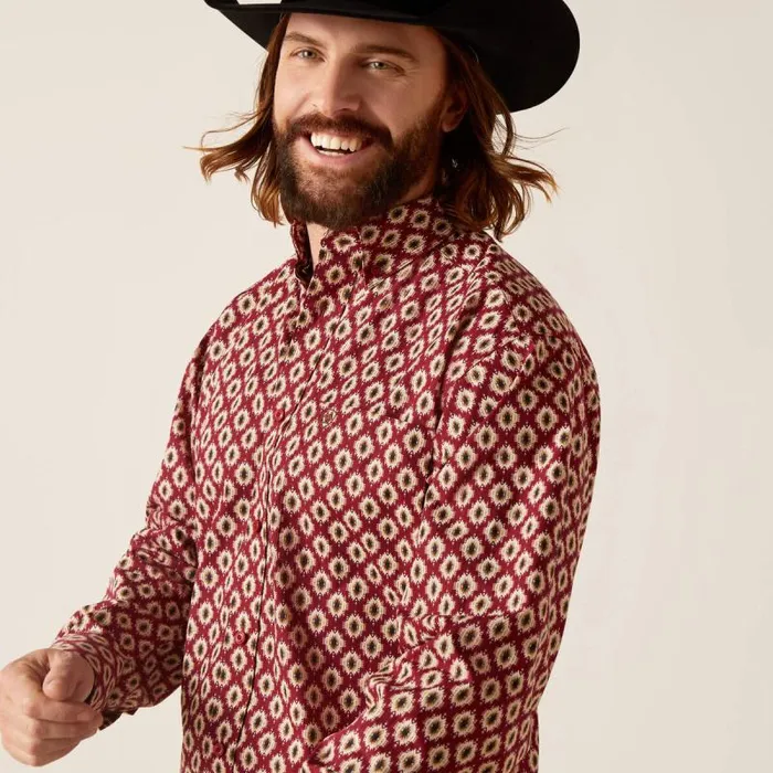 Men Button Down Shirts Ariat Nevil Classic Fit Shirt Tibetan Red Men Button Down Shirts Ariat Nevil Classic Fit Shirt Tibetan Red