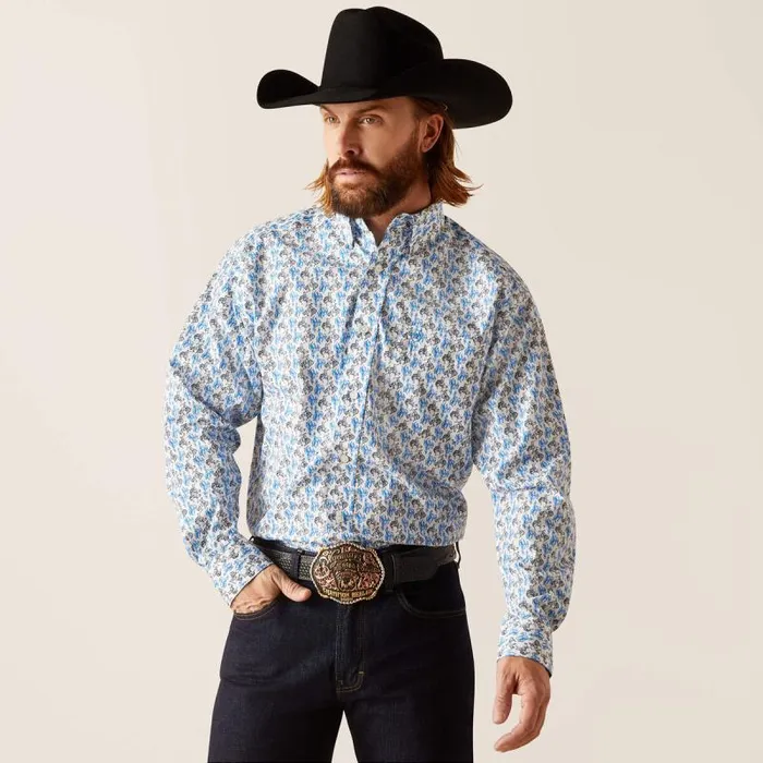Men Button Down Shirts Ariat Peerce Classic Fit Shirt White