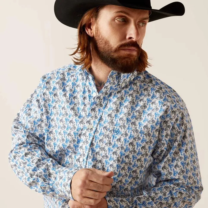 Men Button Down Shirts Ariat Peerce Classic Fit Shirt White