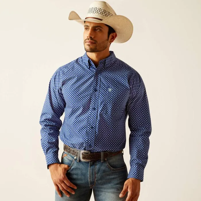 Men Button Down Shirts Ariat Price Fitted Shirt Directoire Blue