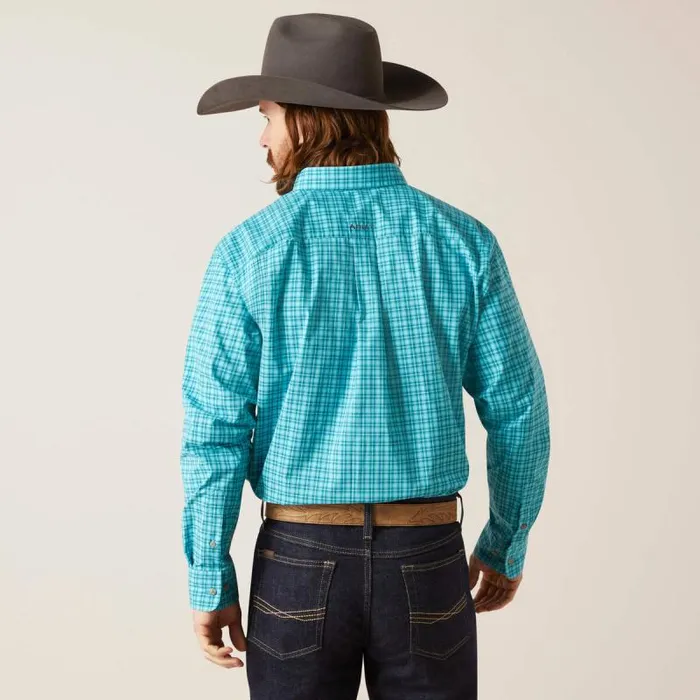 Men Button Down Shirts Ariat Pro Series Brock Classic Fit Shirt Blue Curacao
