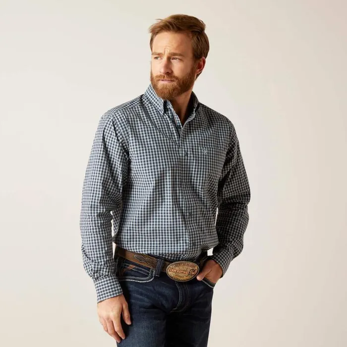 Men Button Down Shirts Ariat Pro Series Gannon Fitted Shirt Sky Blue