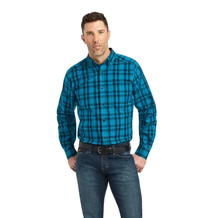 Men Button Down Shirts Ariat Pro Series Kingston Fitted Shirt Ocean Depths