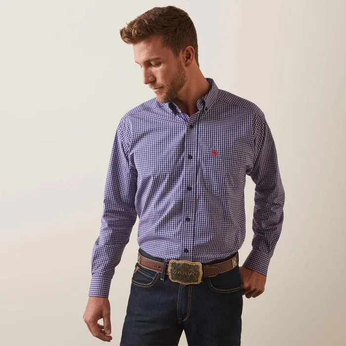 Men Button Down Shirts Ariat Pro Series Louis Classic Fit Shirt Dark Blue