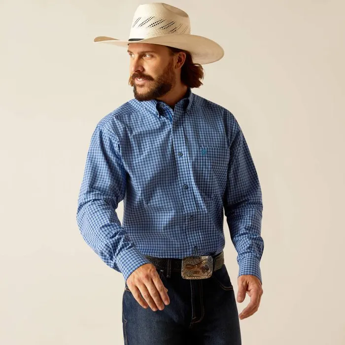 Men Button Down Shirts Ariat Pro Series Perrin Classic Fit Shirt Blue