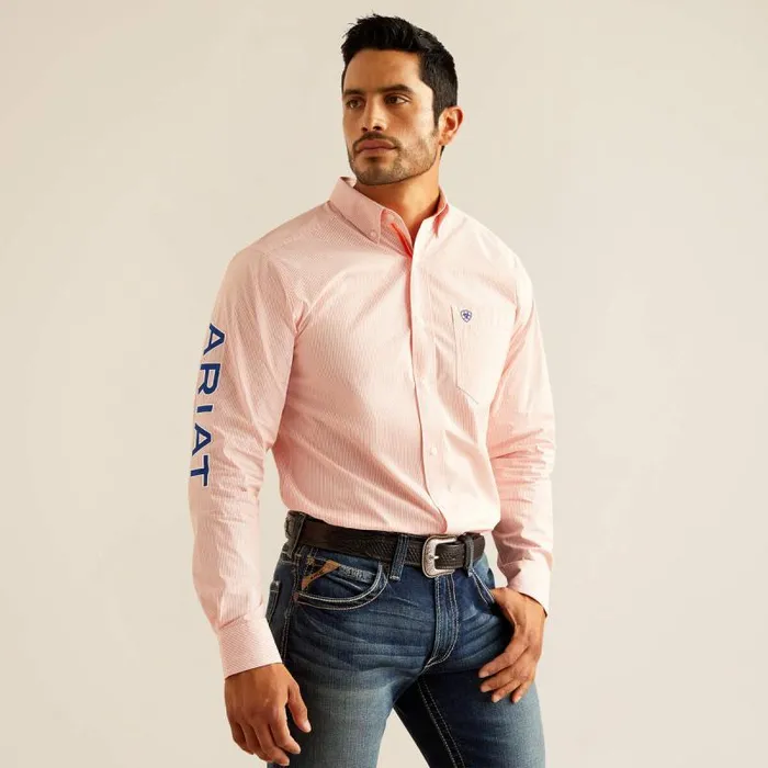 Men Button Down Shirts Ariat Pro Series Team Gerson Fitted Shirt Orange