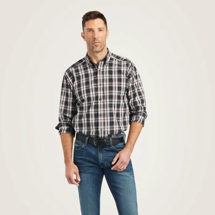 Men Button Down Shirts Ariat Pro Series Wilton Classic Fit Shirt Black
