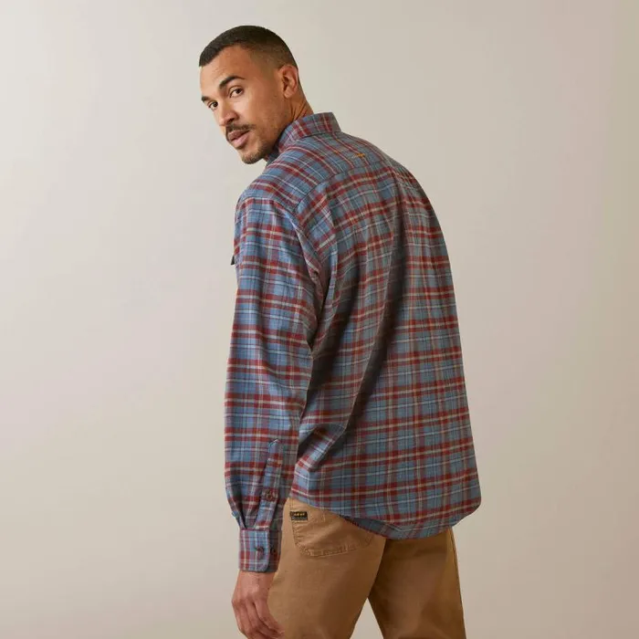 Men Button Down Shirts Ariat Rebar Flannel DuraStretch Work Shirt New Maroon