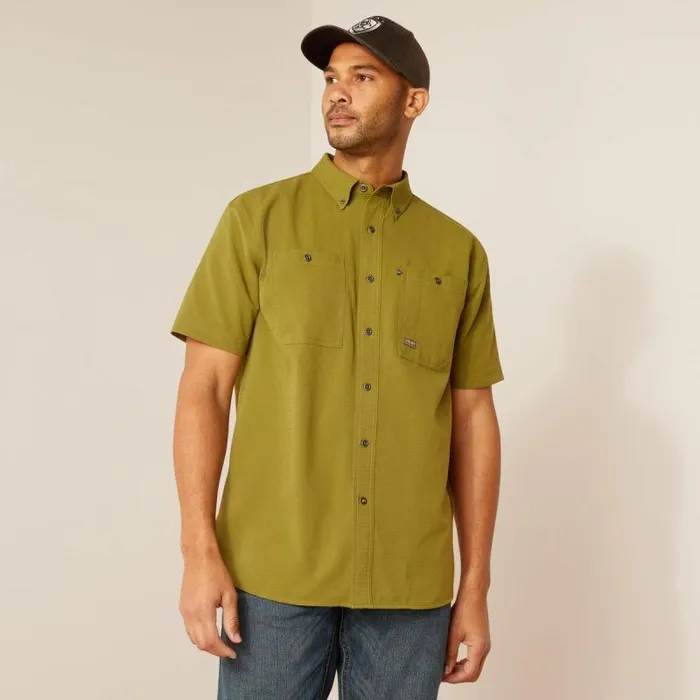 Men Button Down Shirts Ariat Rebar Made Tough 360 AirFlow Work Shirt Lichen