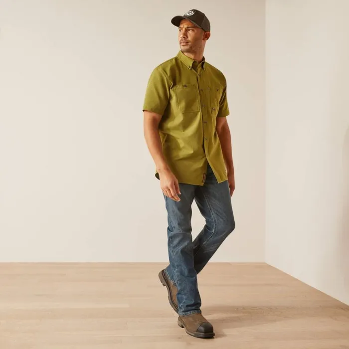 Men Button Down Shirts Ariat Rebar Made Tough 360 AirFlow Work Shirt Lichen