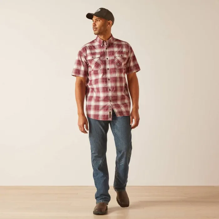 Men Button Down Shirts Ariat Rebar Made Tough DuraStretch Work Shirt Roan Rouge Plaid Men Button Down Shirts Ariat Rebar Made Tough DuraStretch Work Shirt Roan Rouge Plaid